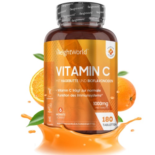 Vitamin C Tabletten mit Hagebutte und Bioflavonoiden